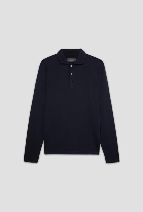 Knitted polo with shirt collar Navy Blue